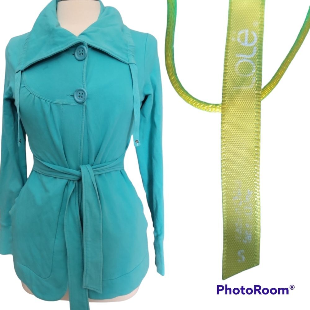 Lolë Button Tie Front SweatShirt Jacket- S